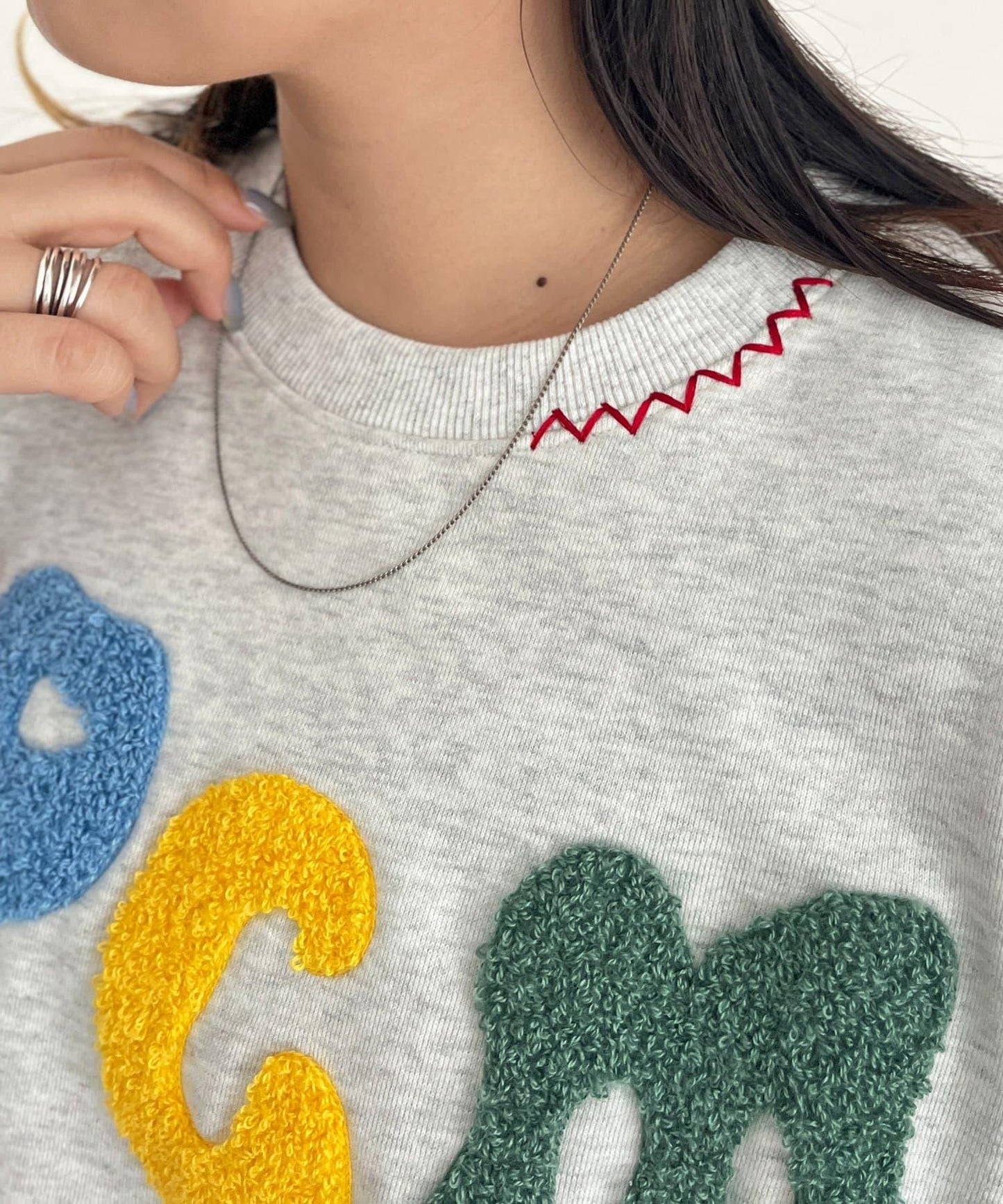 CPCM標誌刺繡加絨套頭衫