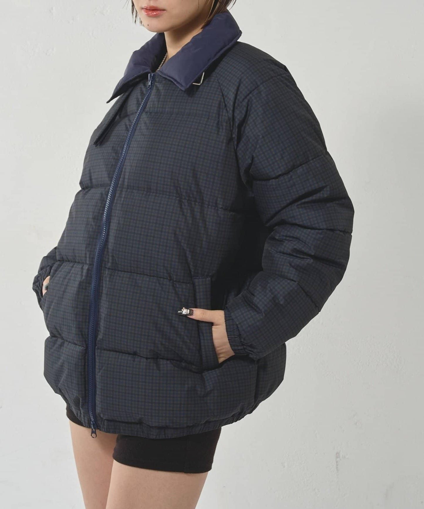 拼色圖案加厚尼龍夾克