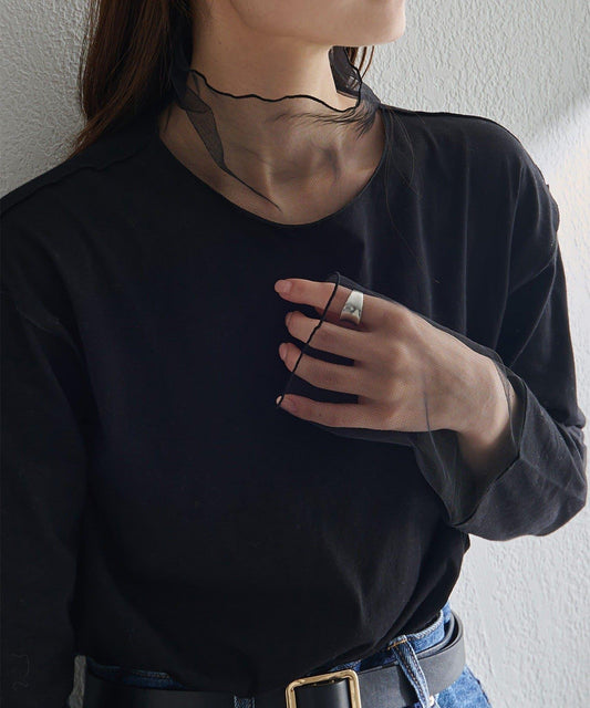 【復刻】網紗拼接疊穿長袖T恤