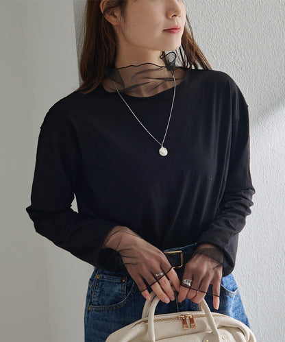 【復刻】網紗拼接疊穿長袖T恤