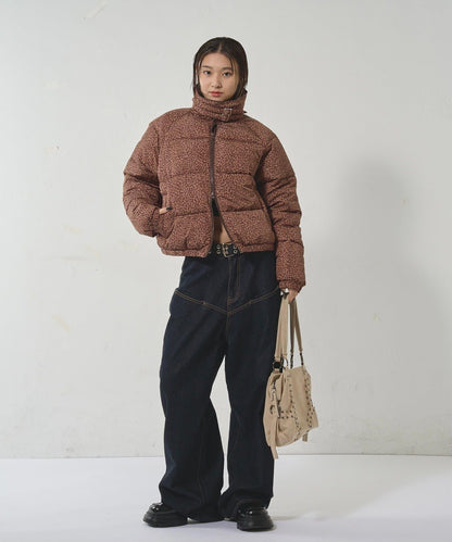 拼色圖案加厚尼龍夾克