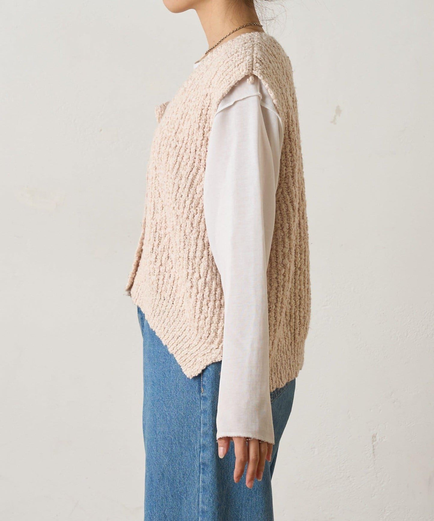 立體金色紐釦針織背心