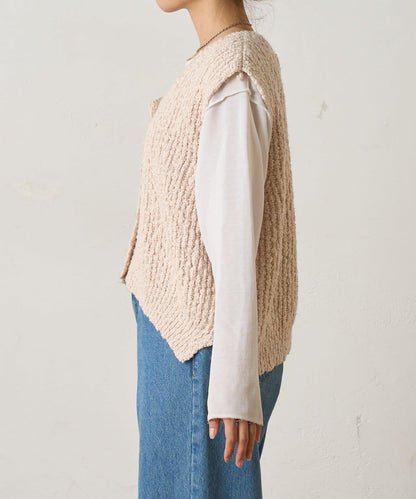 立體金色紐釦針織背心