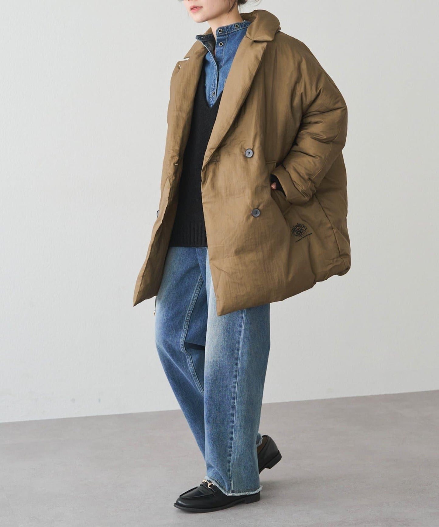 再生羽絨西裝領大衣