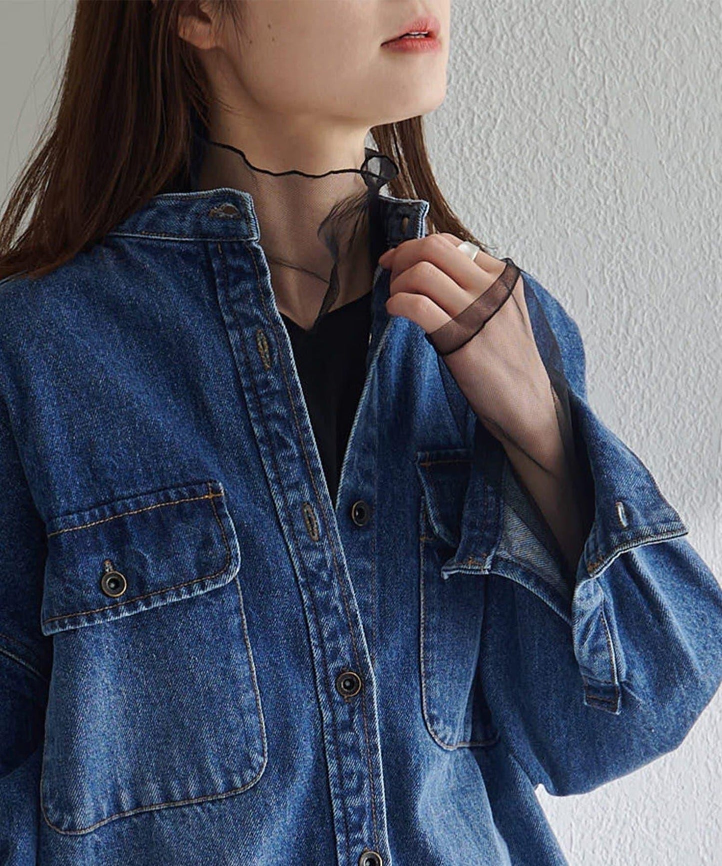 【復刻】網紗拼接疊穿長袖T恤