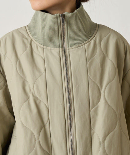 拼接絎縫立領燈籠袖夾克