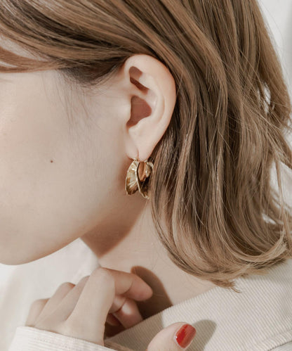 金屬質感立體邊緣圓環耳環