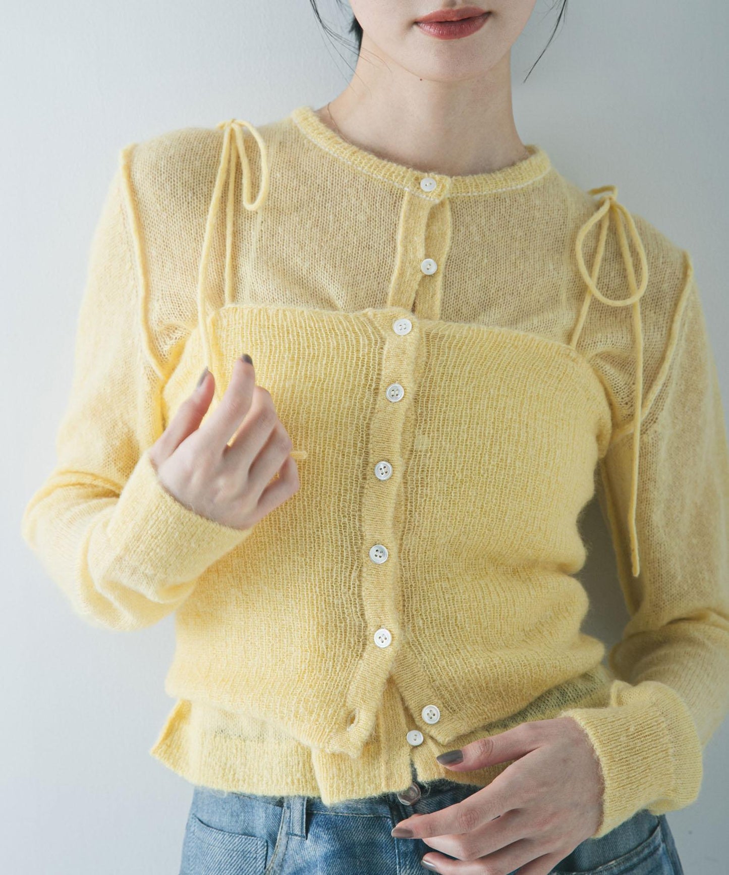 透視馬海毛吊帶背心