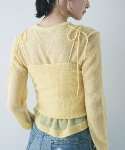 透視馬海毛吊帶背心