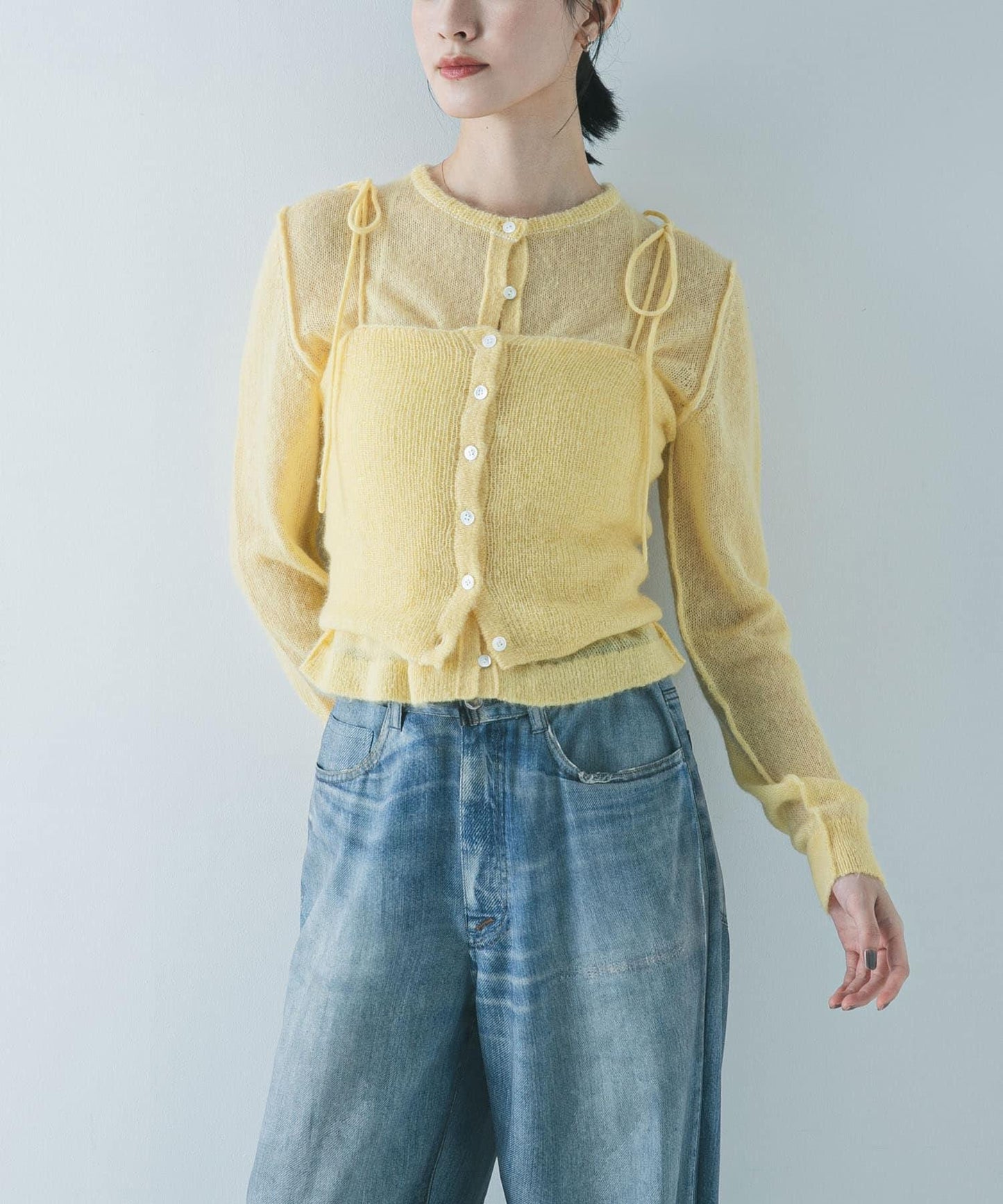 透視馬海毛吊帶背心