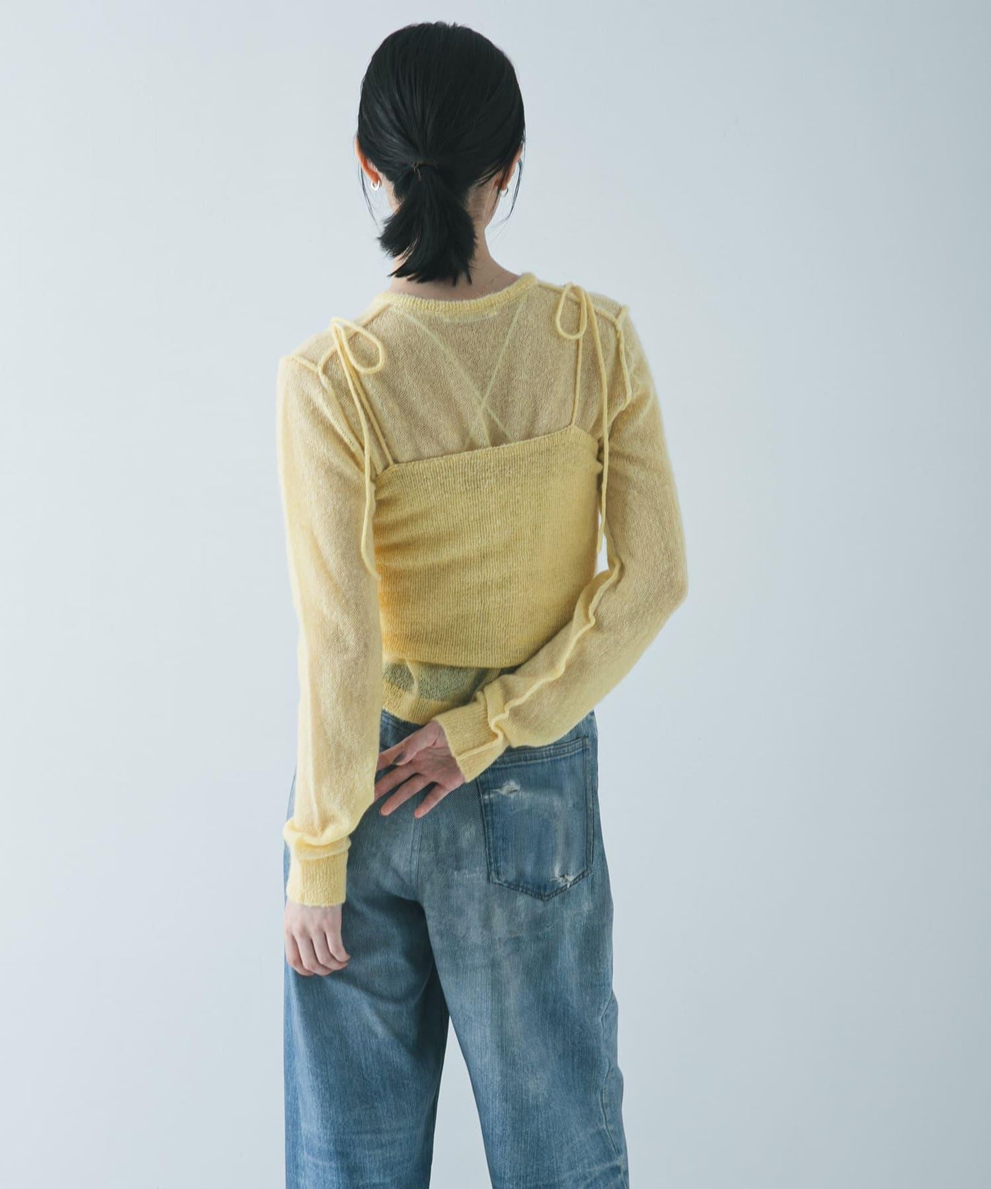 透視馬海毛吊帶背心