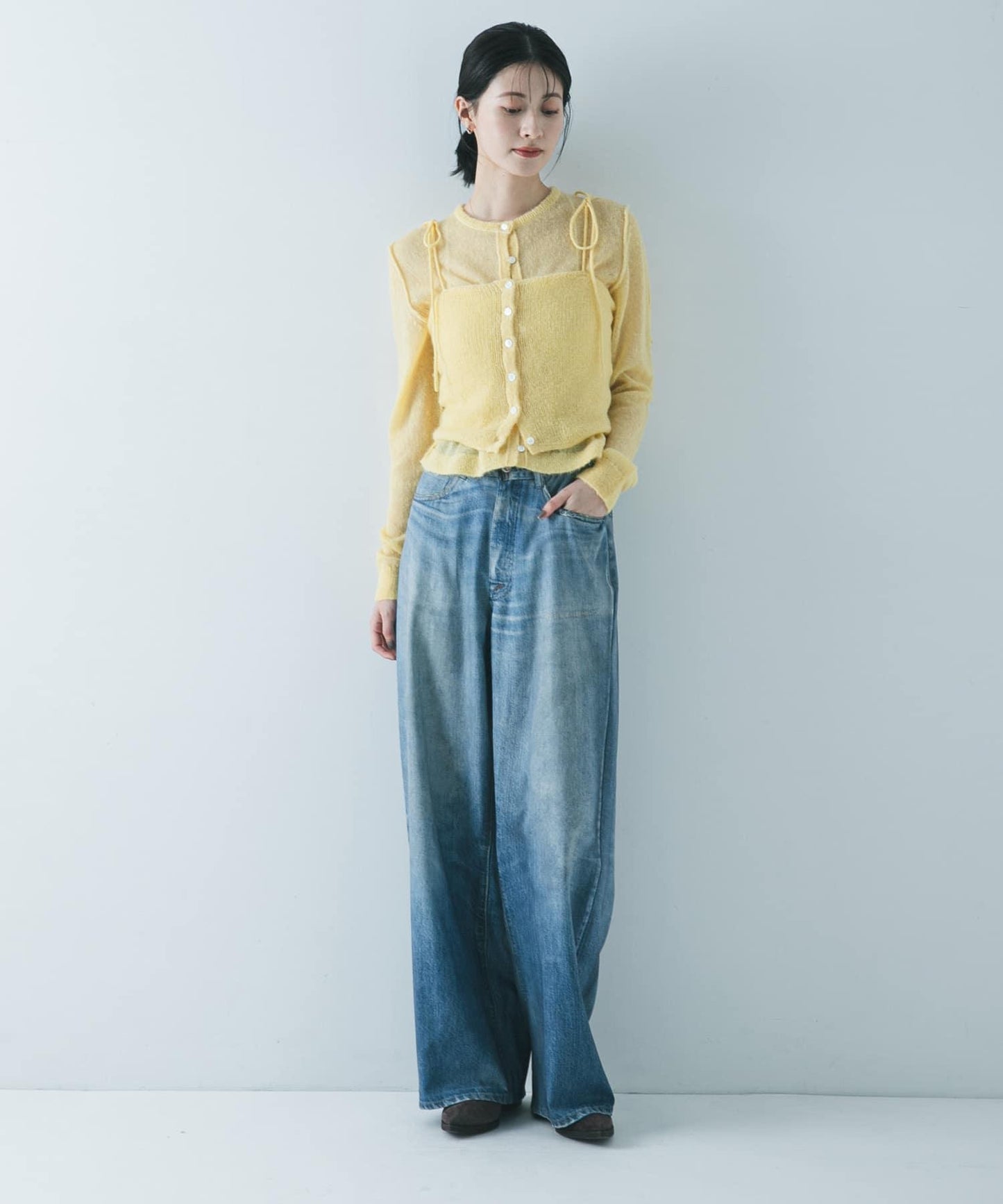 透視馬海毛吊帶背心