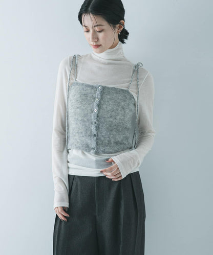 透視馬海毛吊帶背心