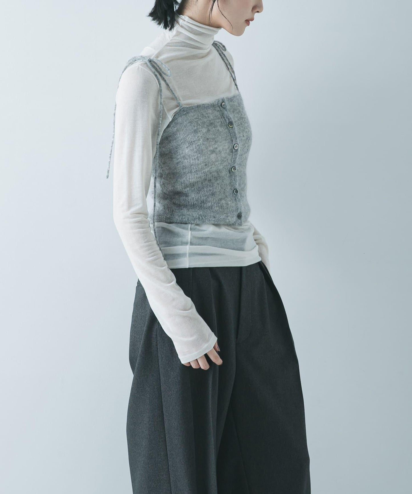 透視馬海毛吊帶背心