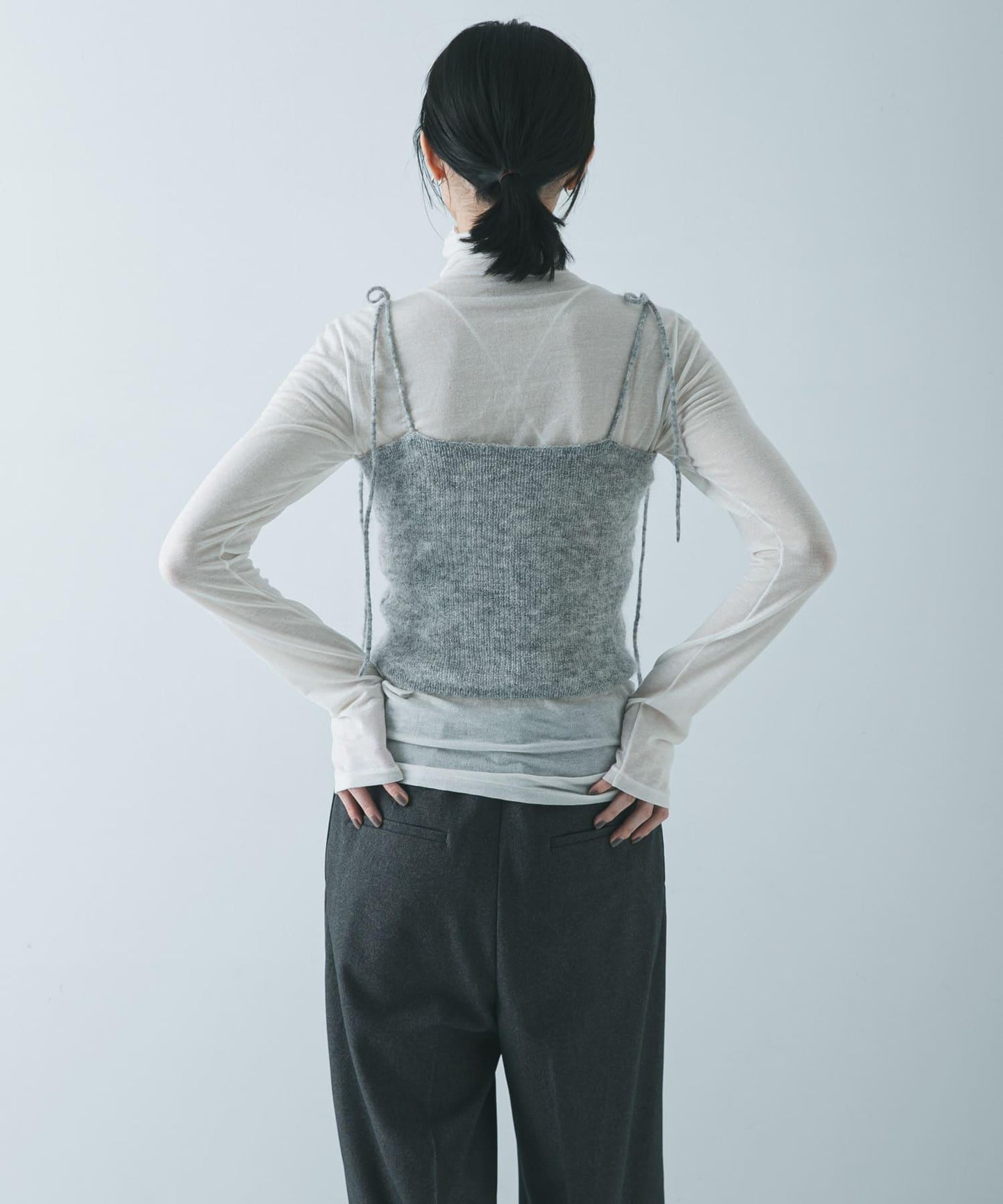 透視馬海毛吊帶背心