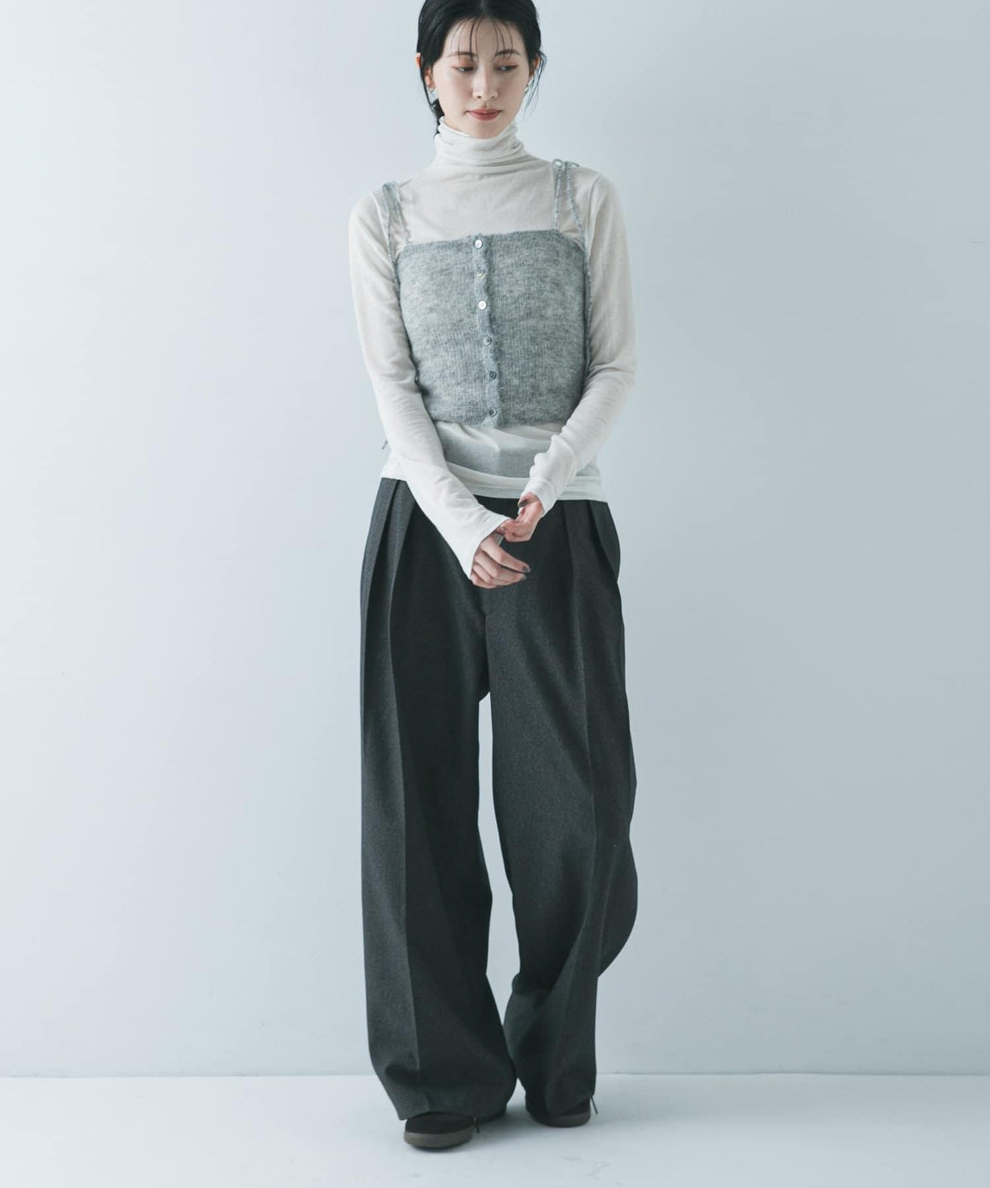 透視馬海毛吊帶背心