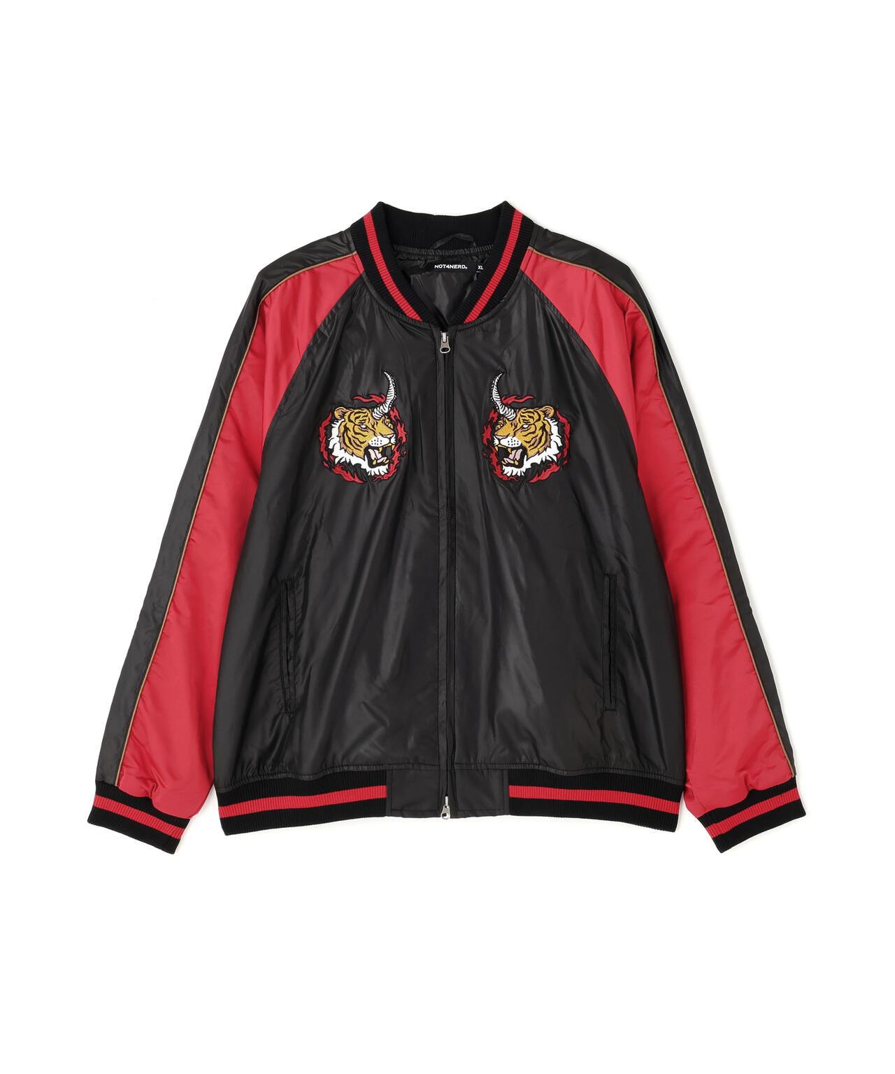 NOT4NERD/ノットフォーナード/虎頭刺繡緞面棒球夾克