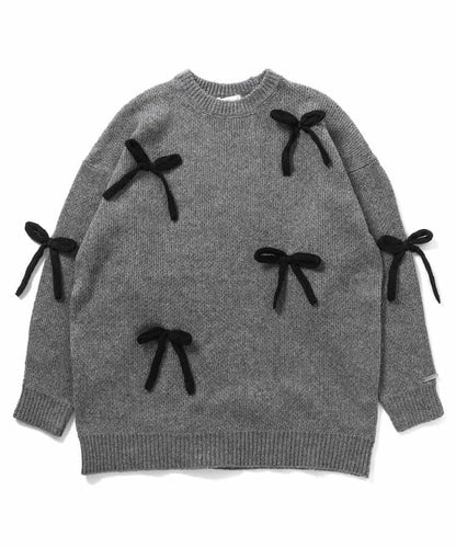 針織蝴蝶結迷你連衣裙