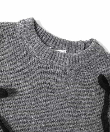 針織蝴蝶結迷你連衣裙