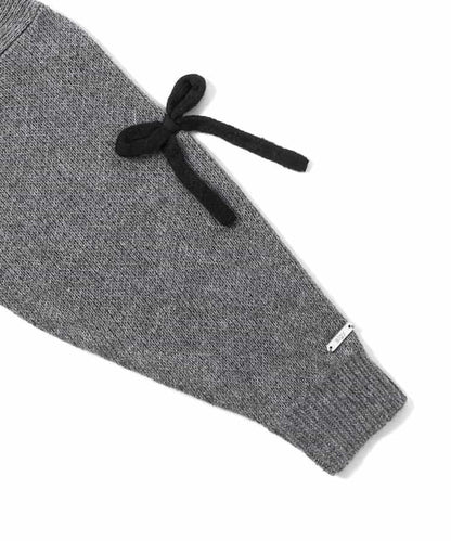 針織蝴蝶結迷你連衣裙