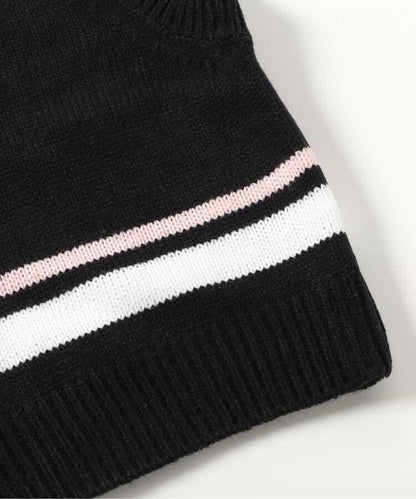 針織背心&蝴蝶結迷你連衣裙套裝