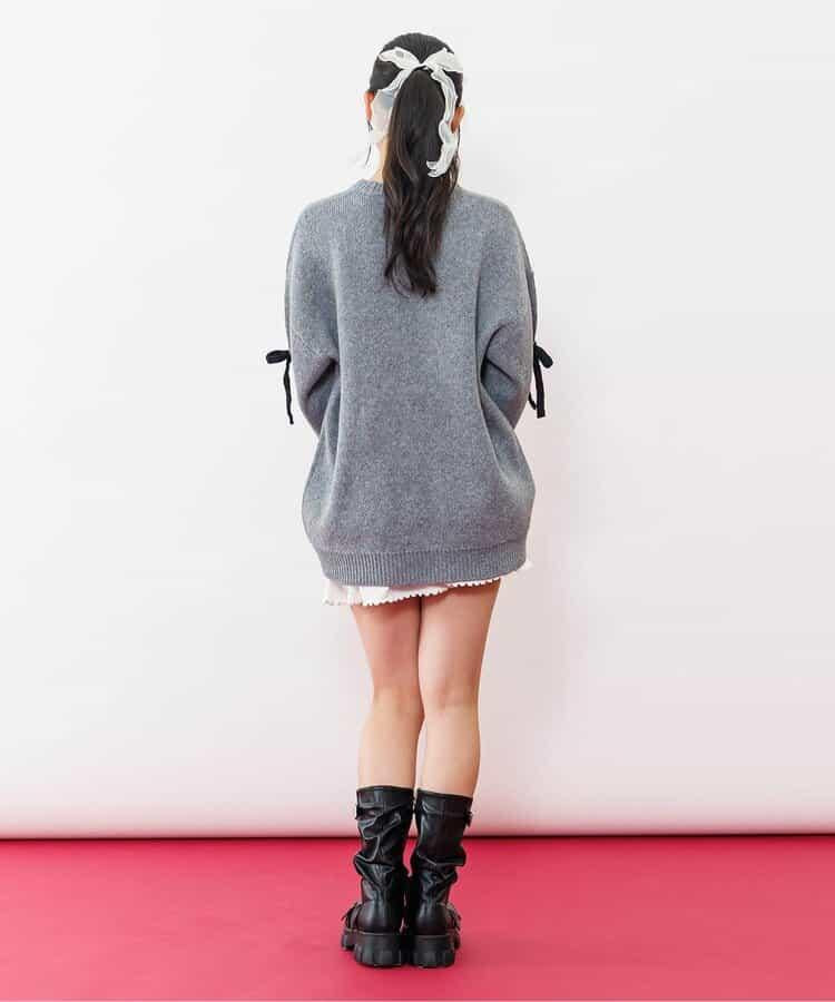 針織蝴蝶結迷你連衣裙