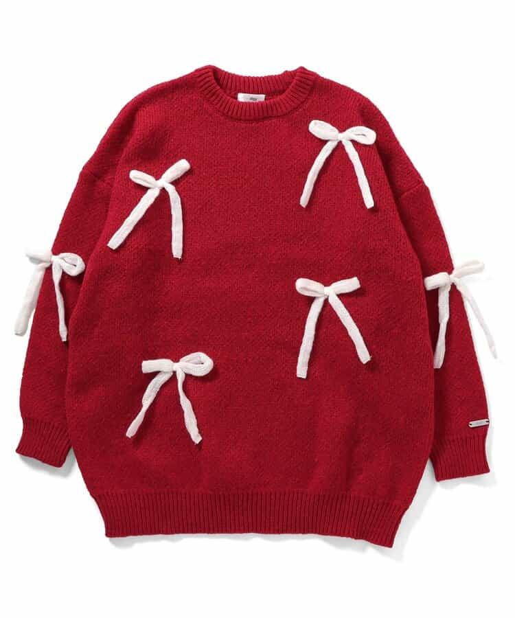 針織蝴蝶結迷你連衣裙