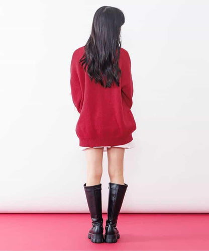 針織蝴蝶結迷你連衣裙