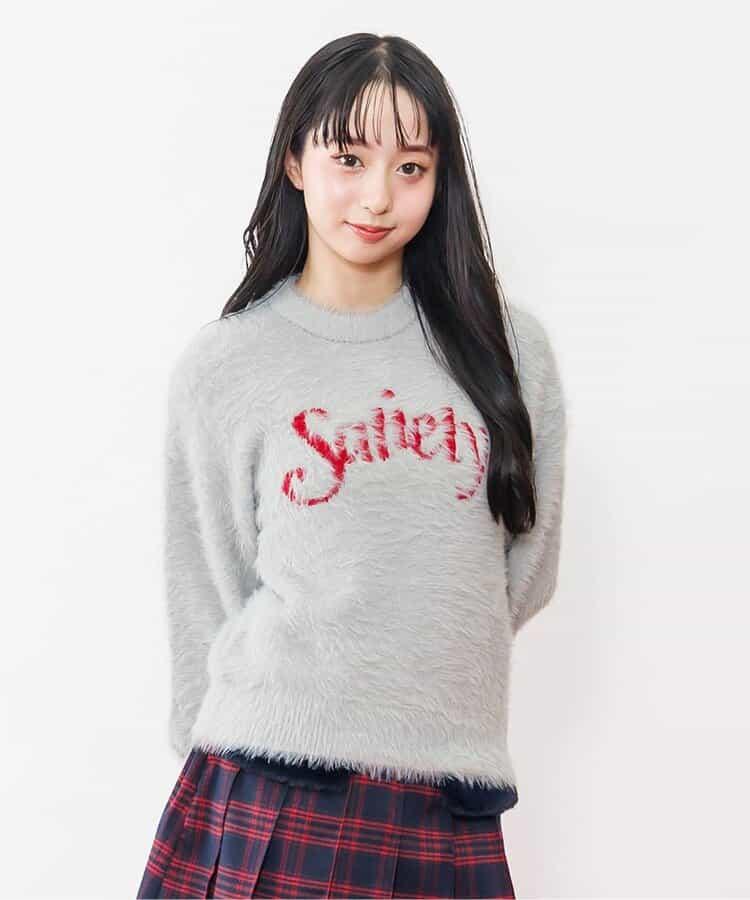 logo提花長毛針織衫