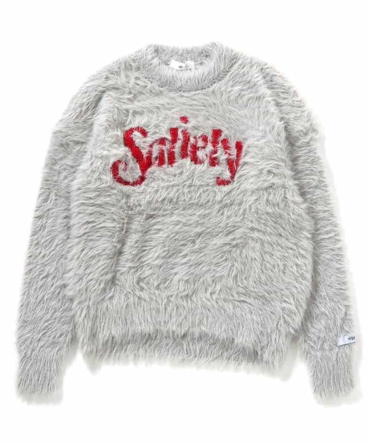 logo提花長毛針織衫