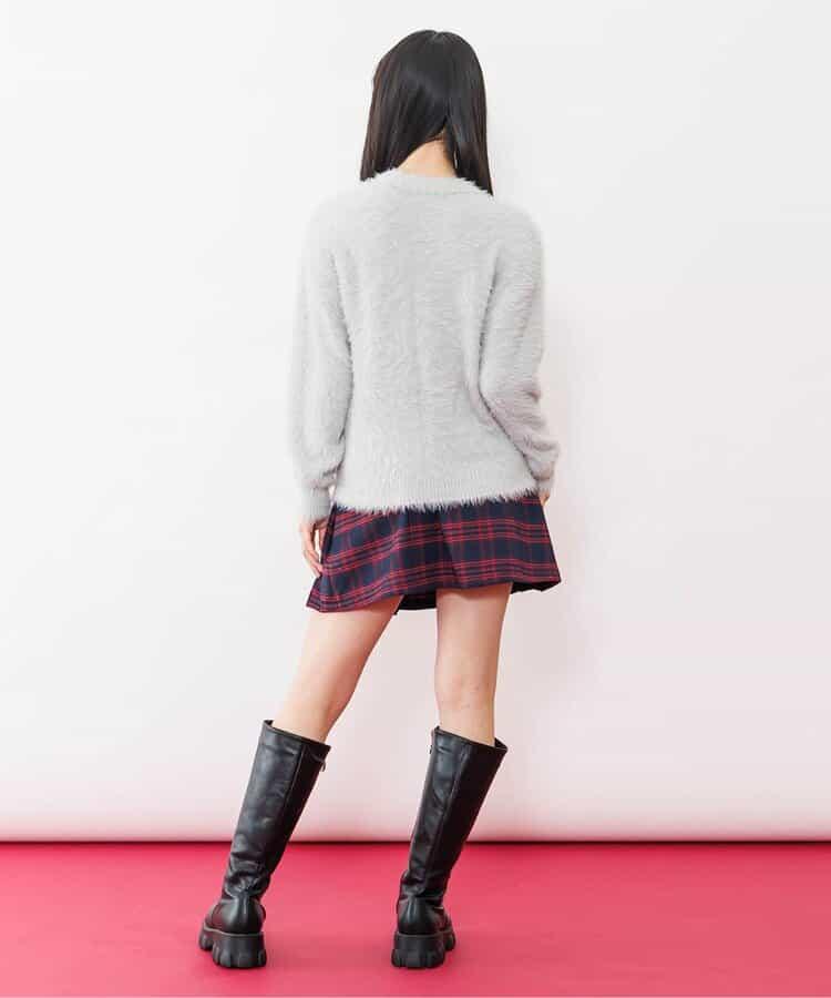 logo提花長毛針織衫