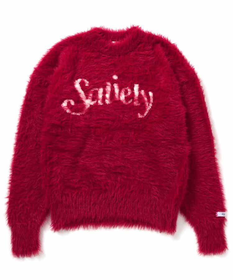 logo提花長毛針織衫