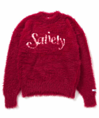 logo提花長毛針織衫