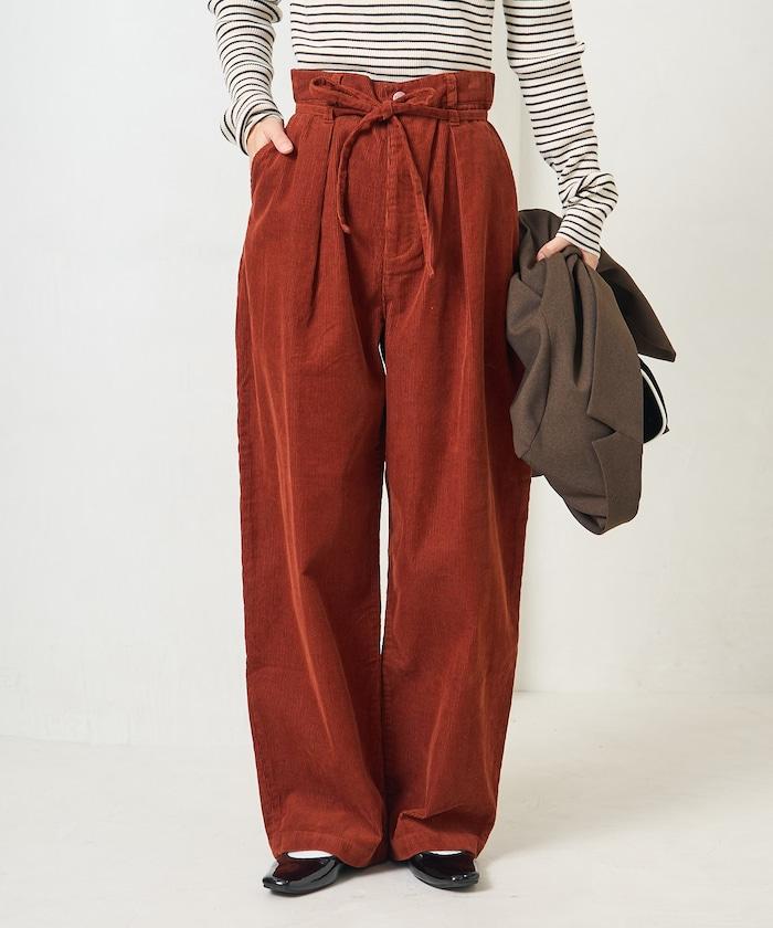 特別款燈芯絨抽繩休閒褲＜可搭配套裝＞