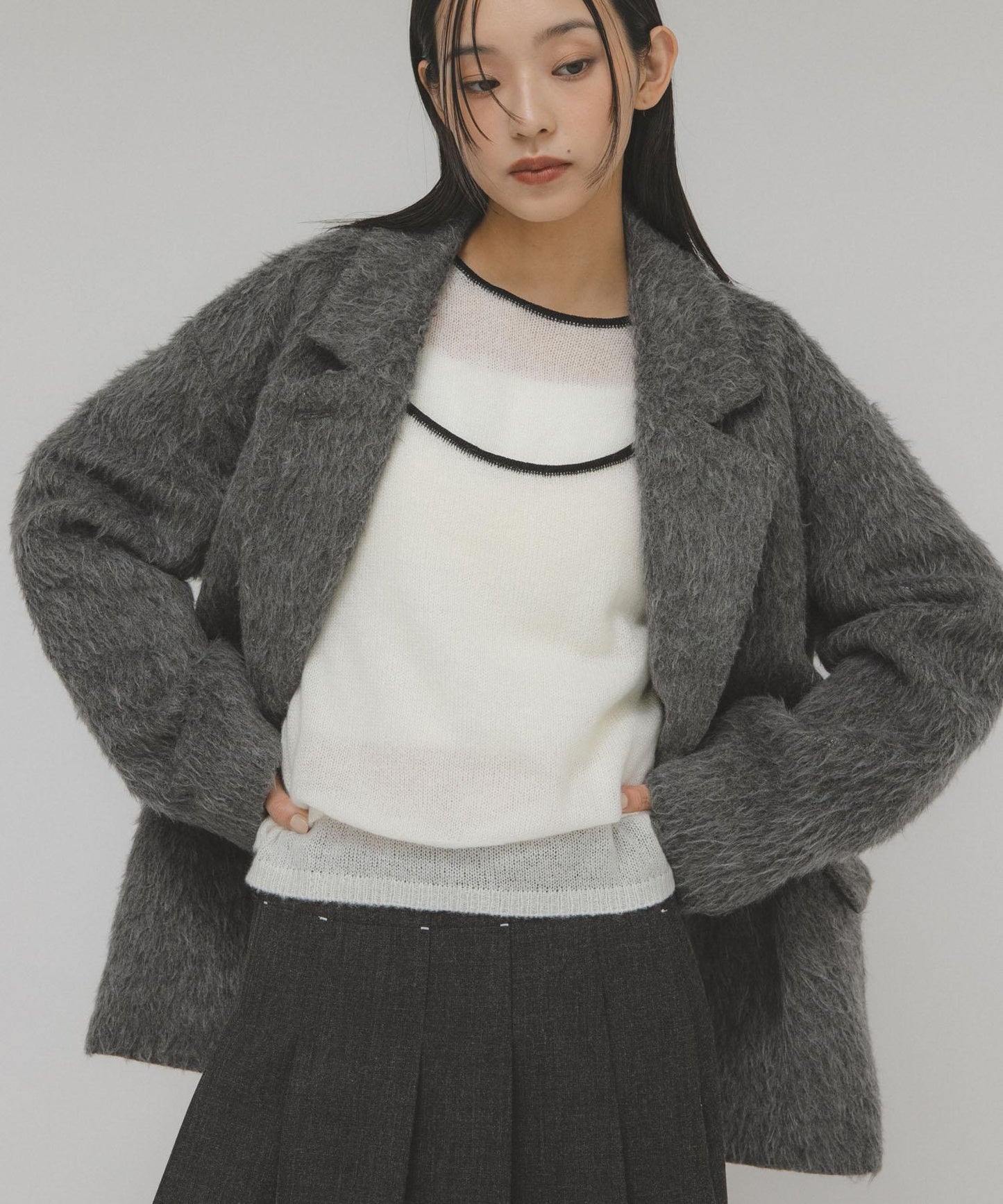 拼色吊帶疊穿針織衫