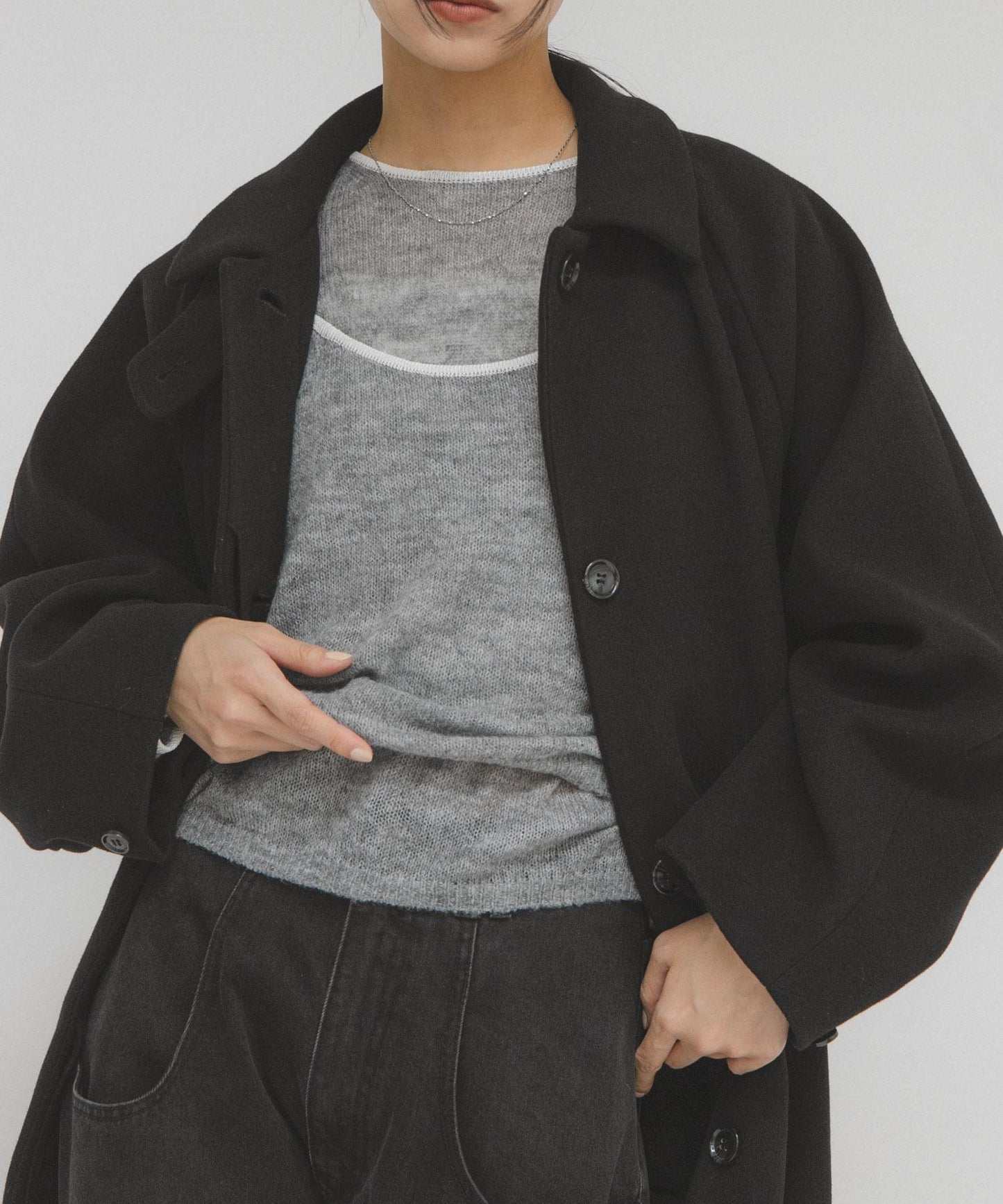 拼色吊帶疊穿針織衫