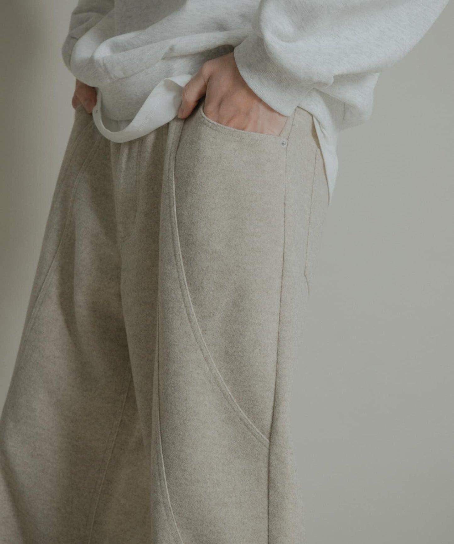 圓形拼接5件裝呢料長褲