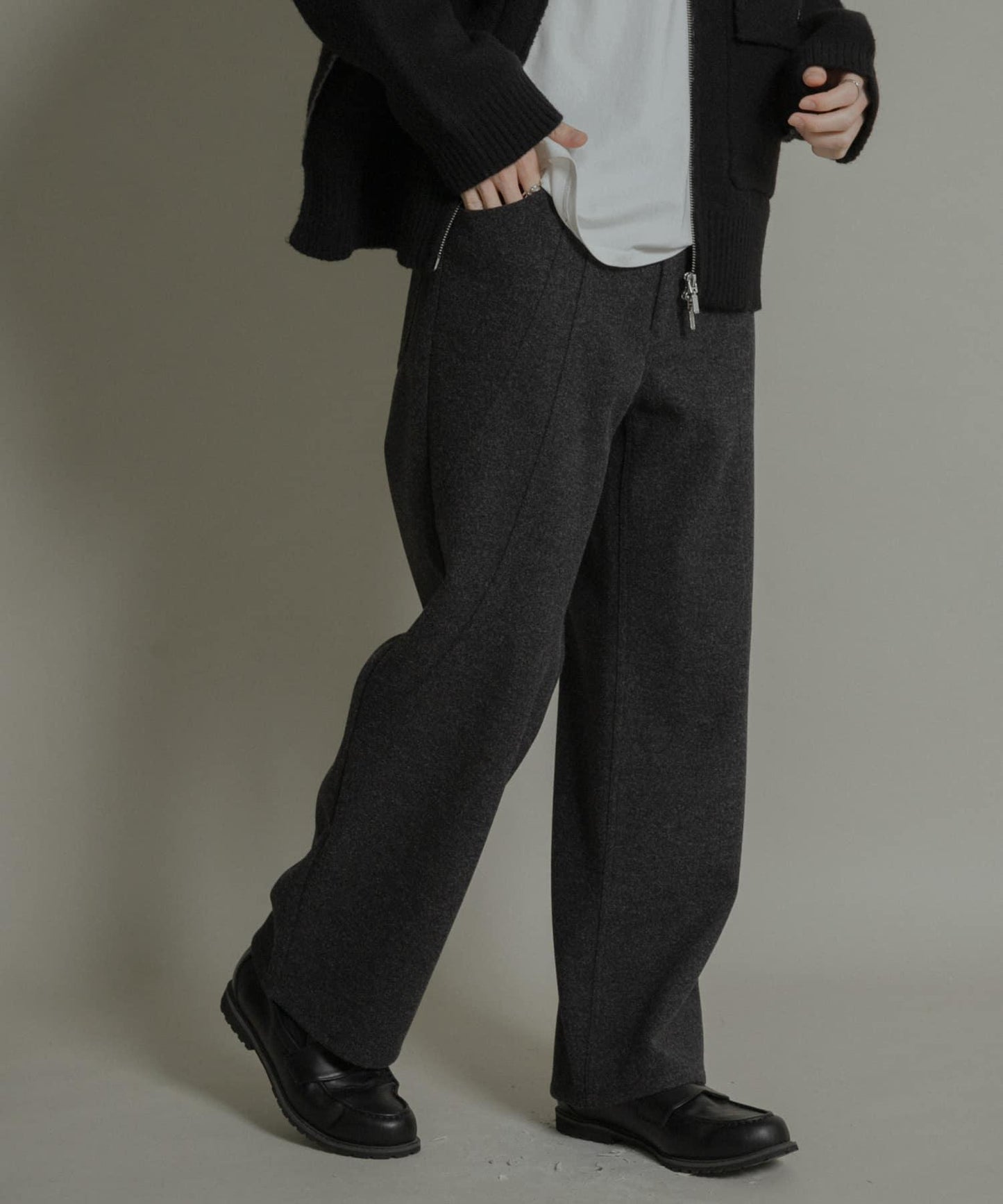 圓形拼接5件裝呢料長褲