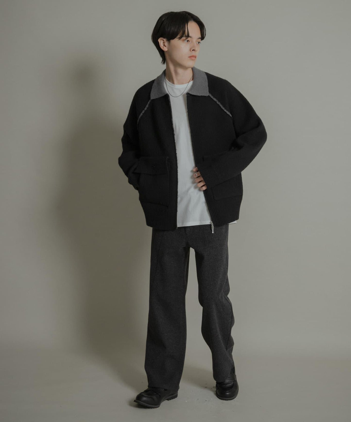 圓形拼接5件裝呢料長褲