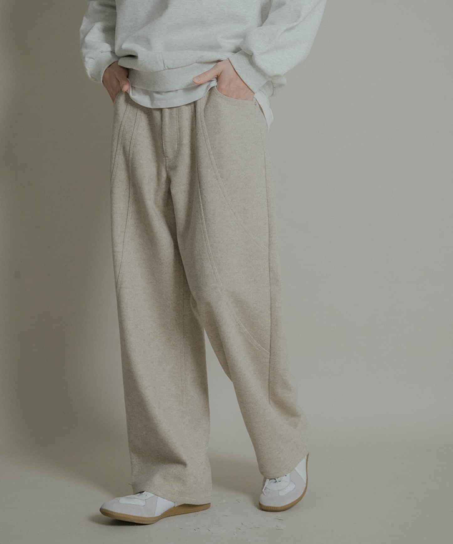 圓形拼接5件裝呢料長褲