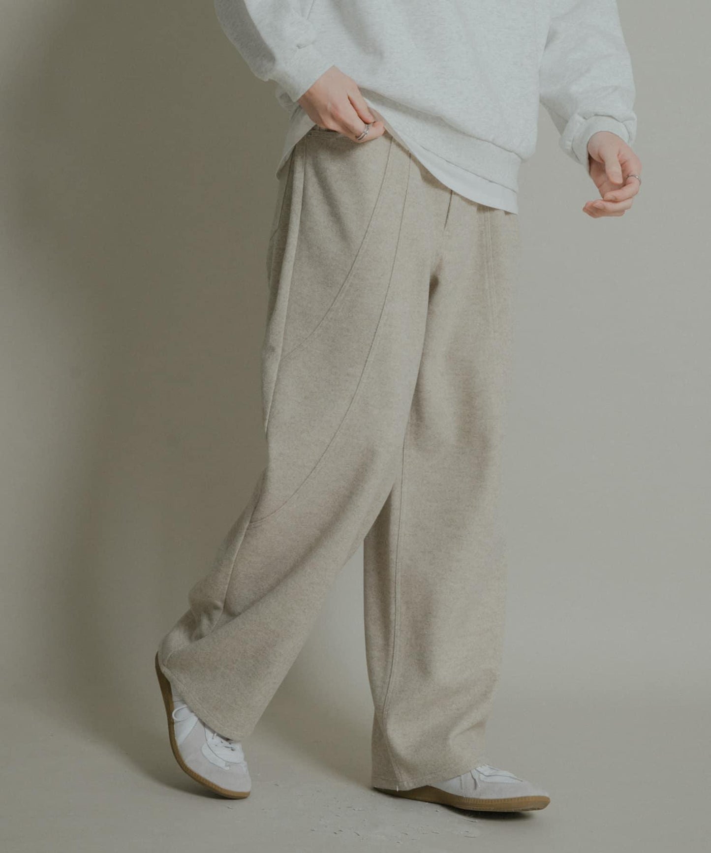 圓形拼接5件裝呢料長褲