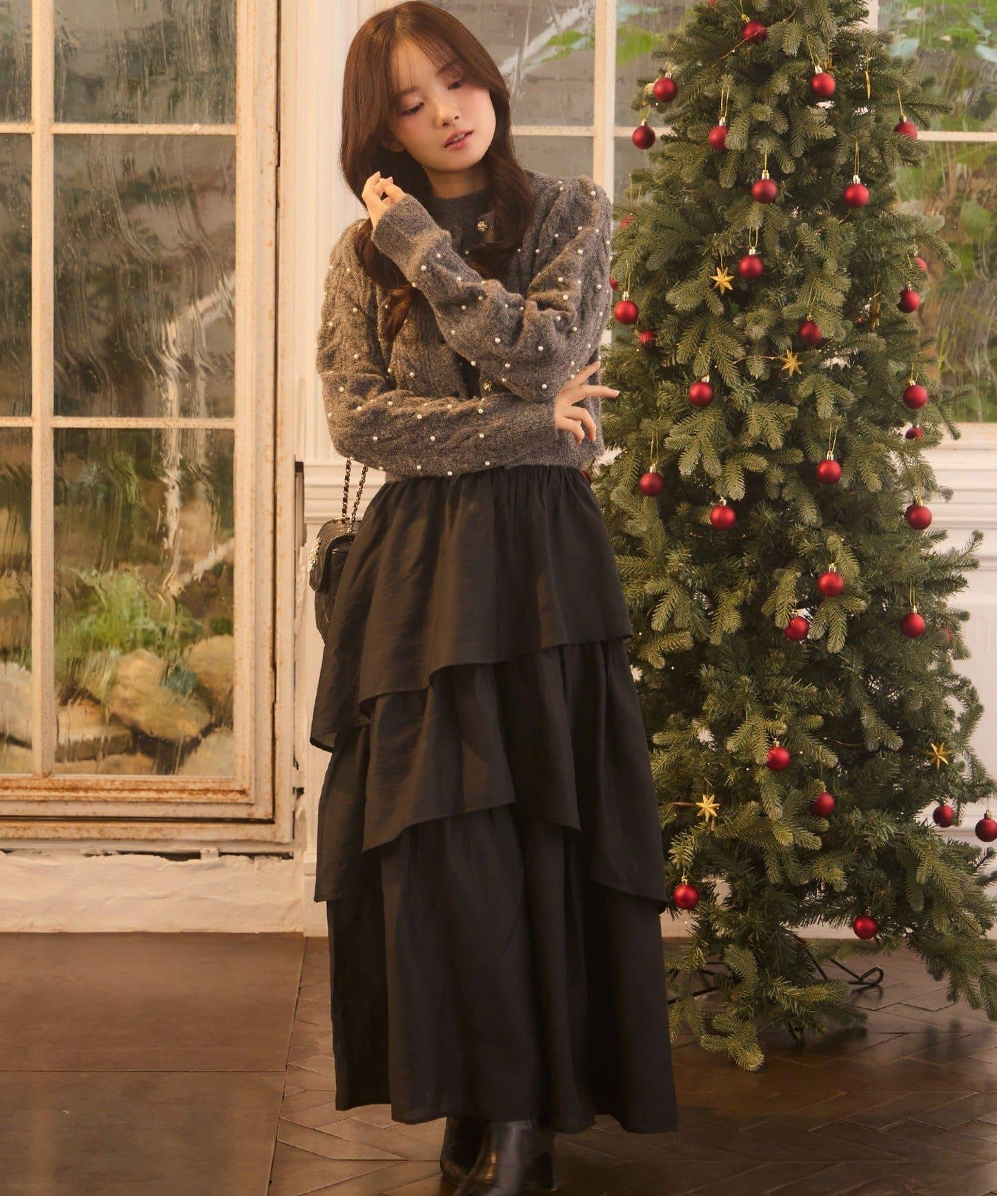 【Seemi.】寶石裝飾連衣裙