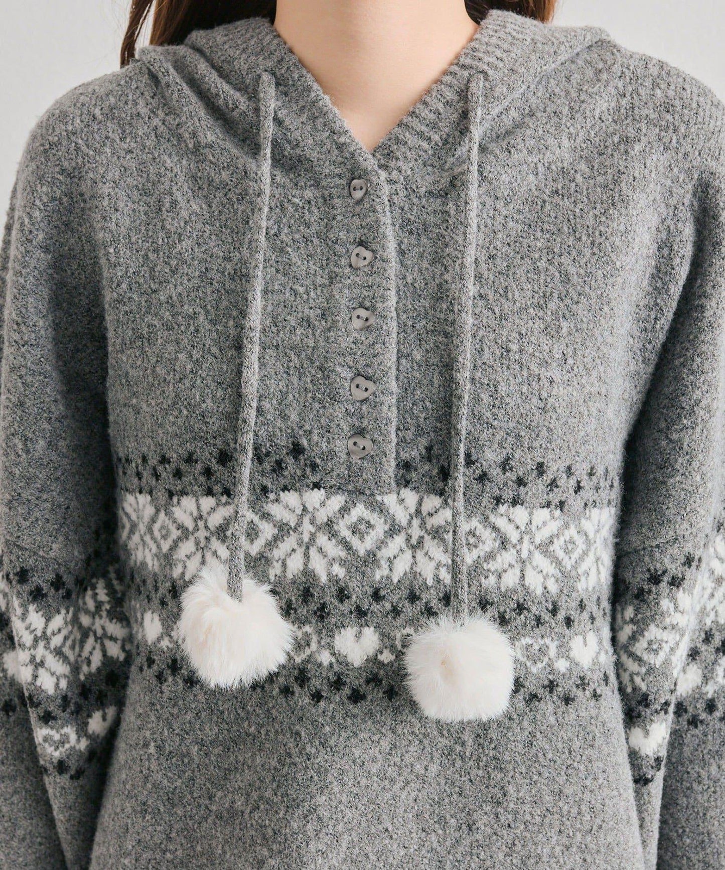 提花連帽針織衫