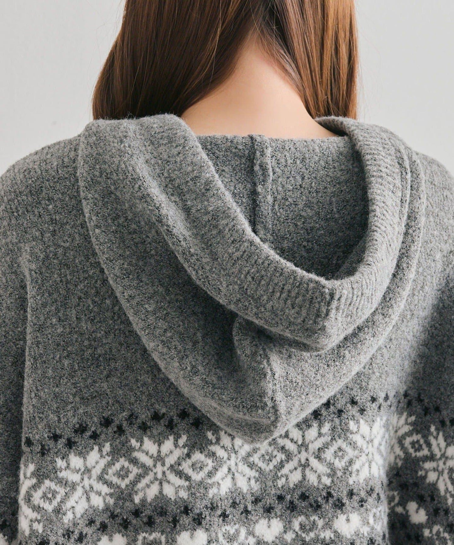 提花連帽針織衫