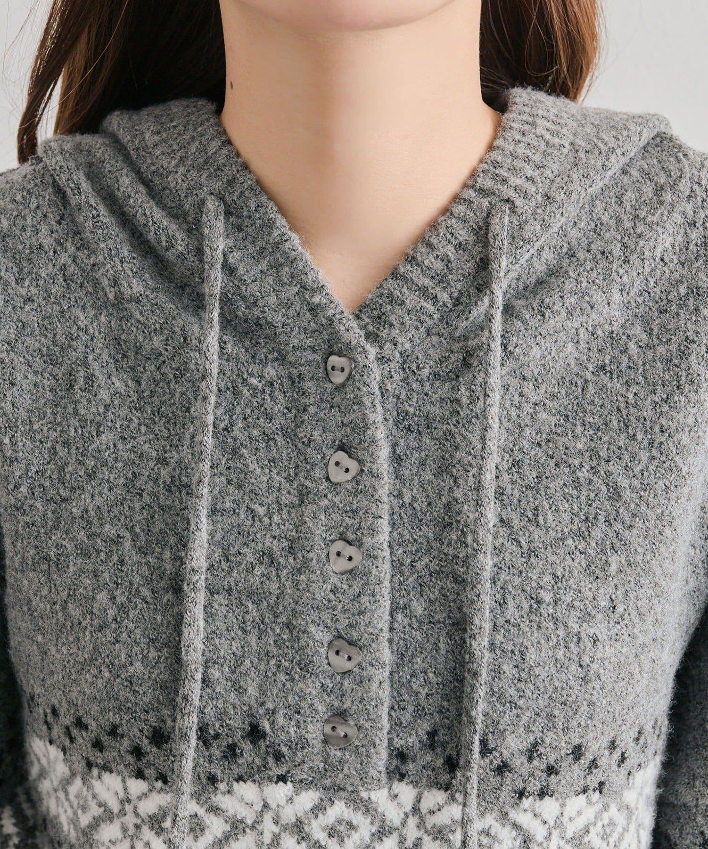 提花連帽針織衫