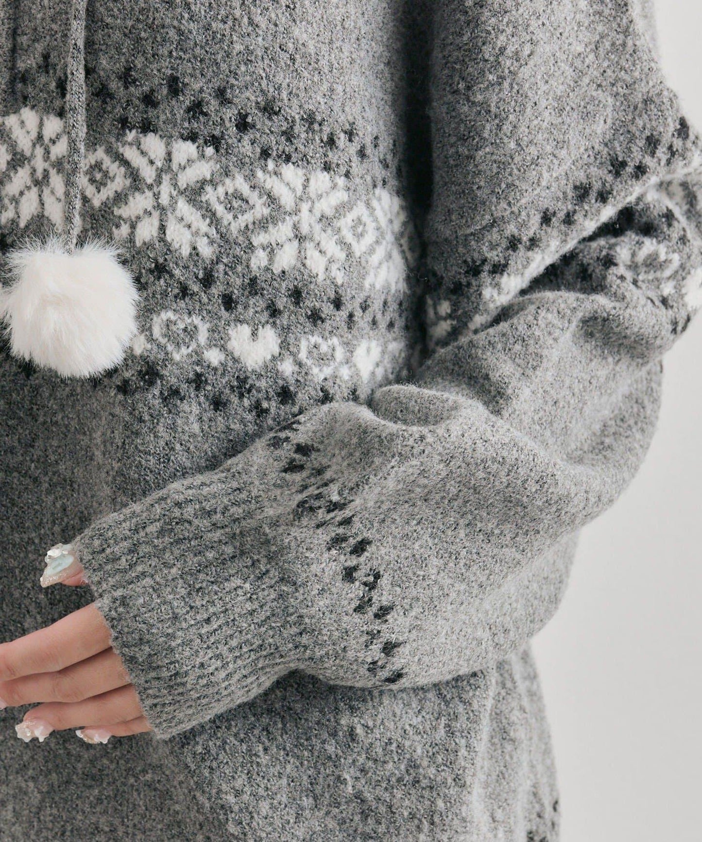 提花連帽針織衫