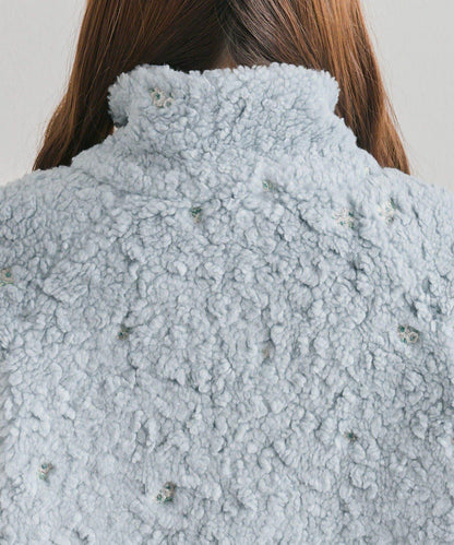 花卉刺繡羊羔絨短外套