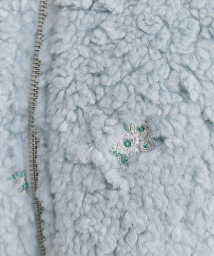 花卉刺繡羊羔絨短外套