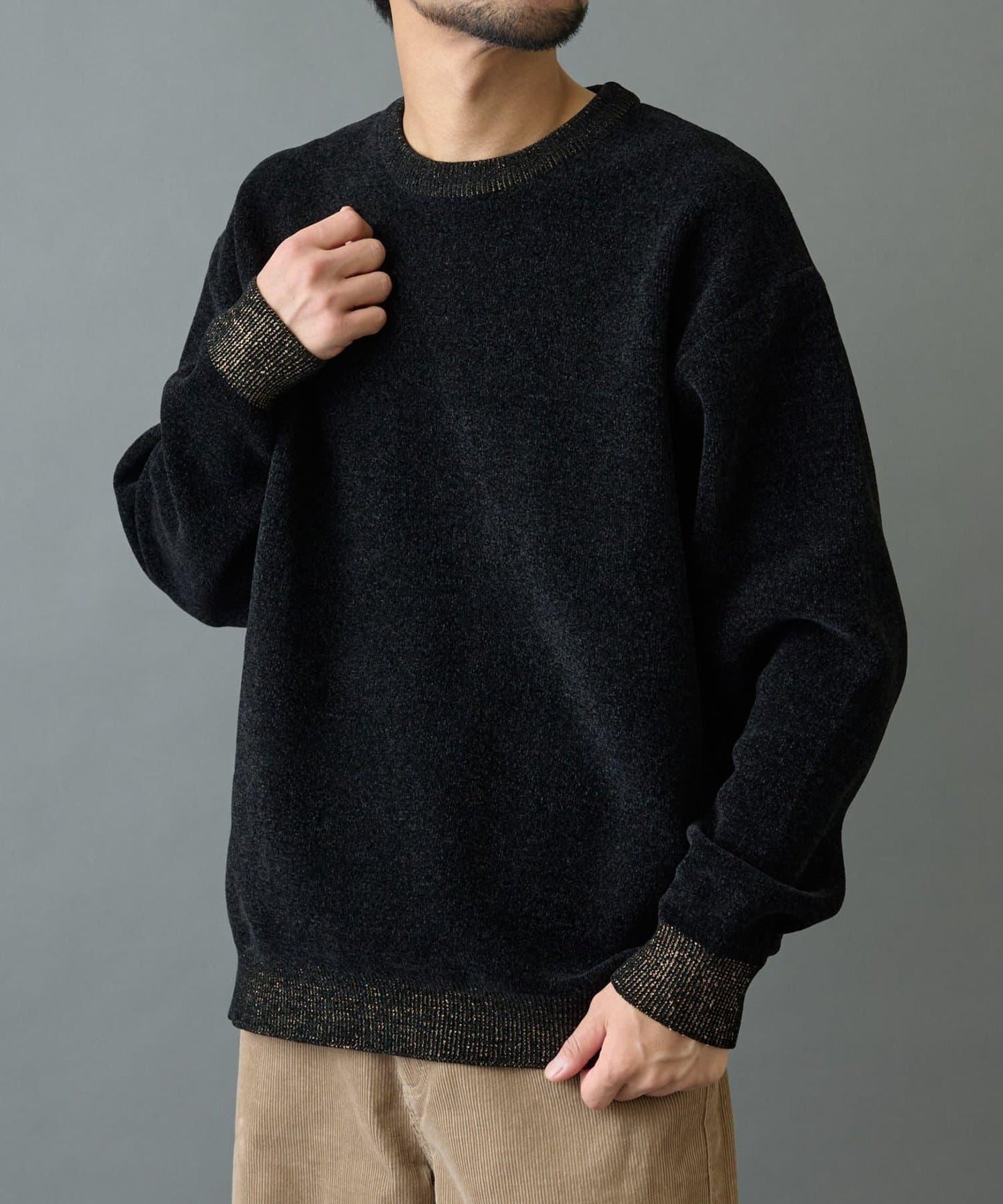 仿衛衣拼色毛圈針織衫