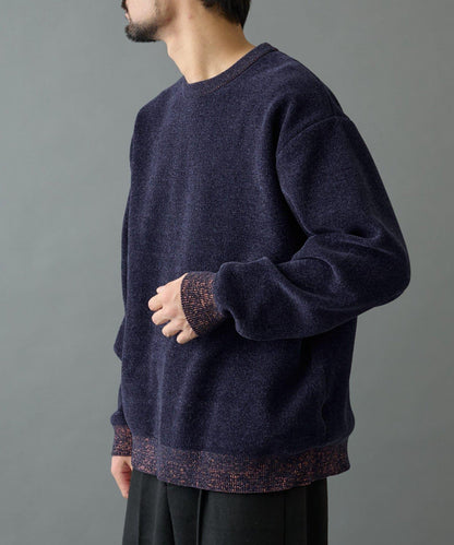 仿衛衣拼色毛圈針織衫